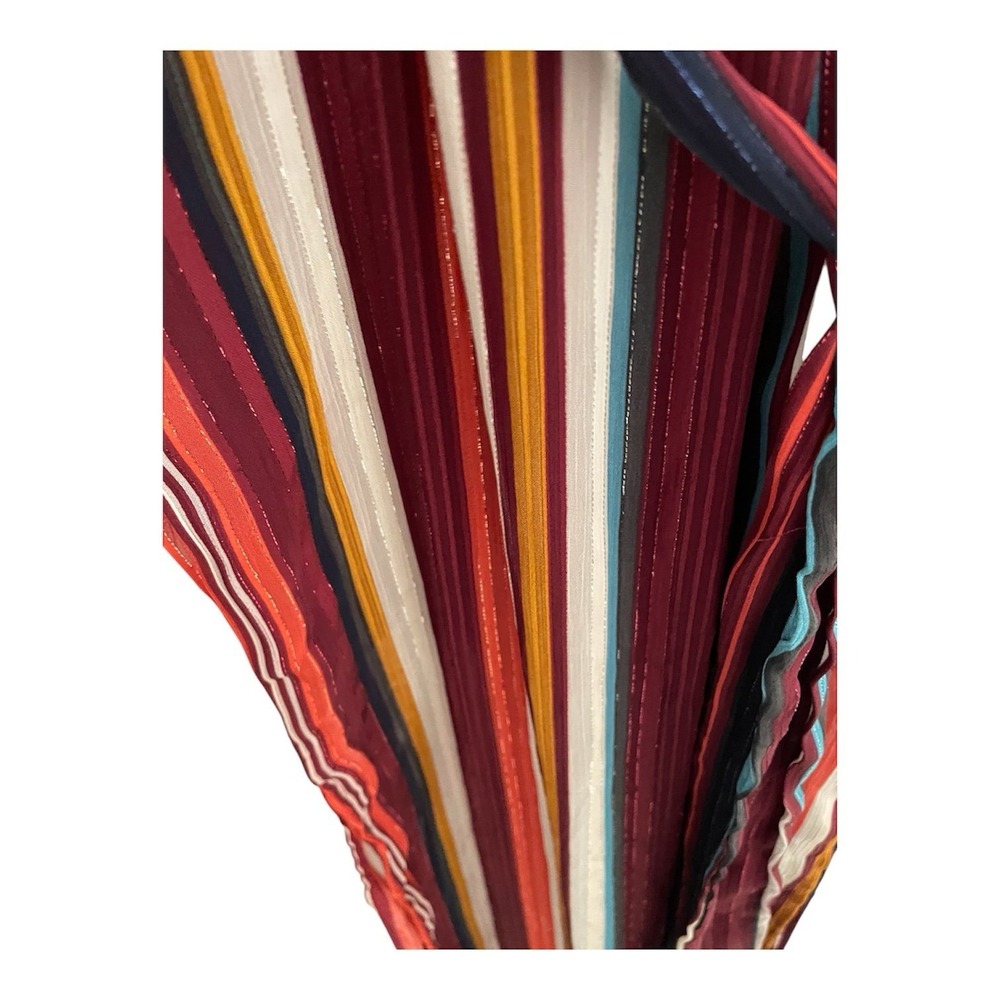 Luxxel Striped Ruffle V-Neck Maxi Dress Multi-Color Metallic Detail‎ Small - Picture 3 of 6